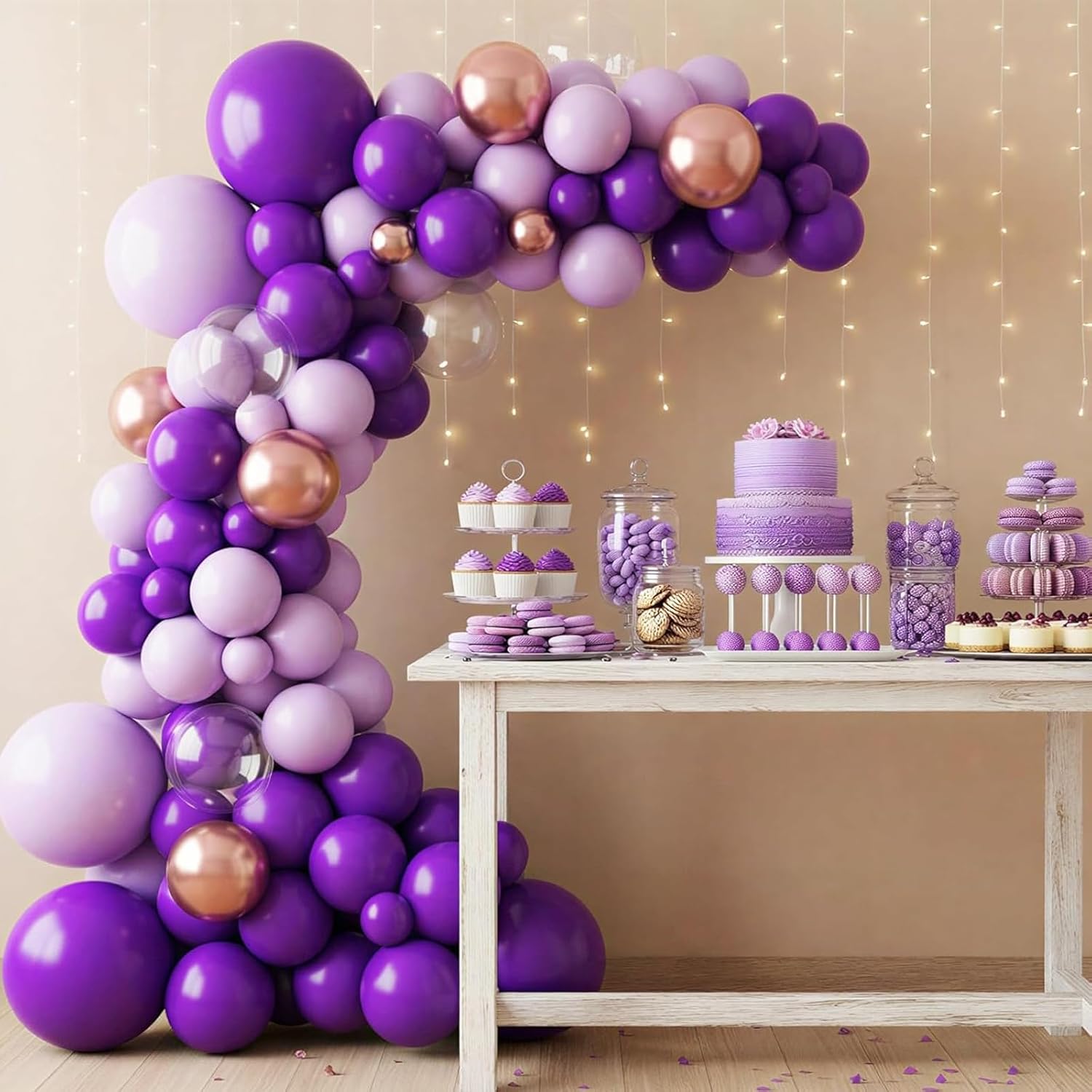 RUBFAC 154pcs Dark Purple Balloon Set - Various Sizes for Birthday, Baby Shower & Graduation Decor
