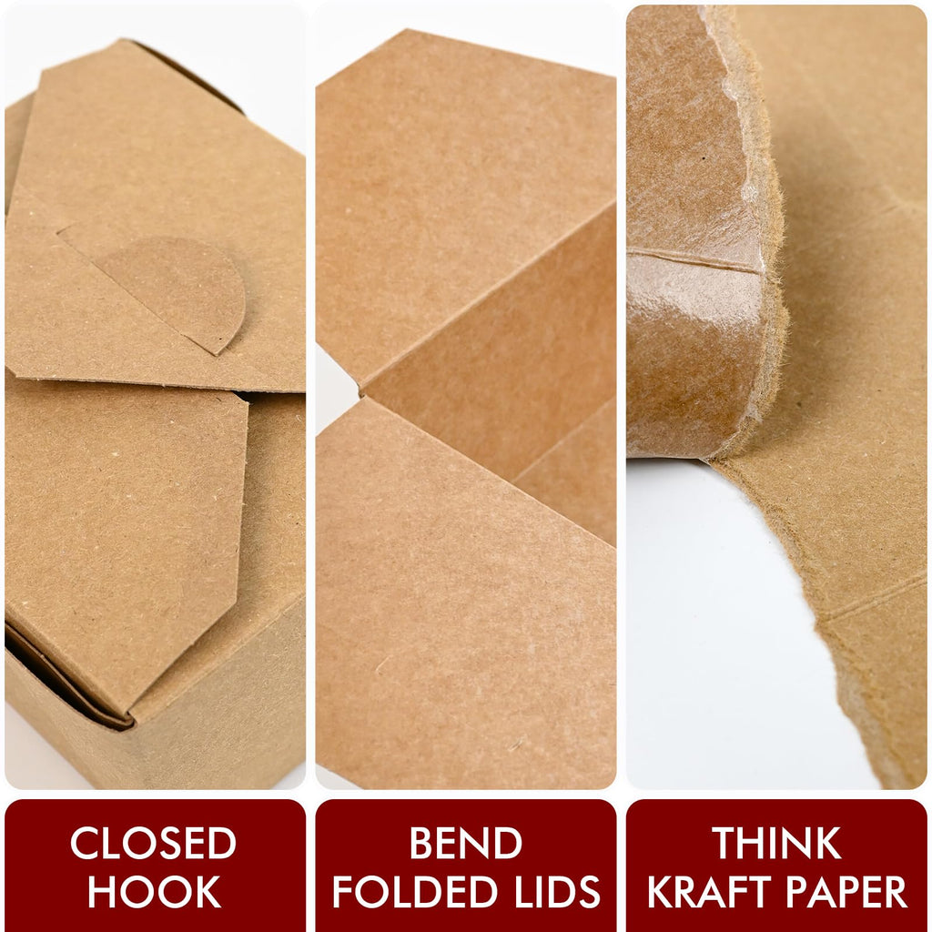 EcoDispose 45 oz Kraft Paper Pack of 80 Fold To Go Containers, Microwaveable Leak and Grease Proof Take Out Boxes for Lunch,Leftover and Restaurant