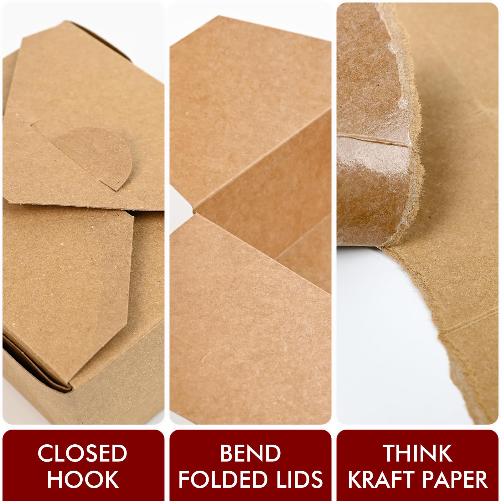 EcoDispose 45 oz Kraft Paper Pack of 80 Fold To Go Containers, Microwaveable Leak and Grease Proof Take Out Boxes for Lunch,Leftover and Restaurant