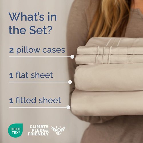 Full XL Bed Sheet Set - 4 Piece Soft, Breathable & Cooling Bedding - Hotel Luxury for All Ages | Deep Pockets, Fade & Wrinkle Free - Wheat