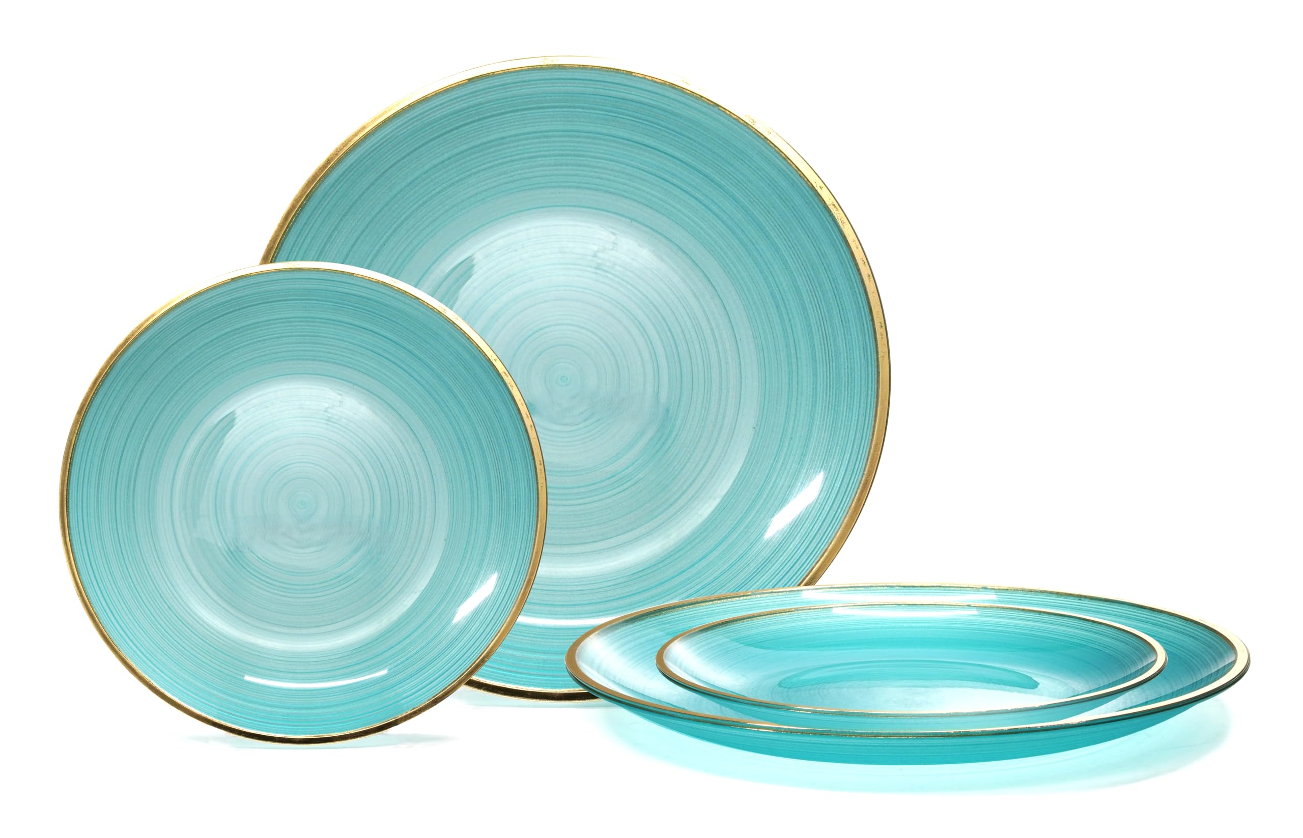 " OCCASIONS " 120 Plates Pack,(60 Guests) Premium Wedding Party Disposable Plastic Plates Set -60 x 10'' Dinner + 60 x 7'' Salad/Dessert (Belize, Aqua & Gold)