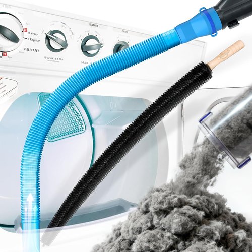 Holikme Dryer Vent Cleaner Kit - 2-Piece Lint Removal Brush Set | Compatible with Most Vacuums, Blue