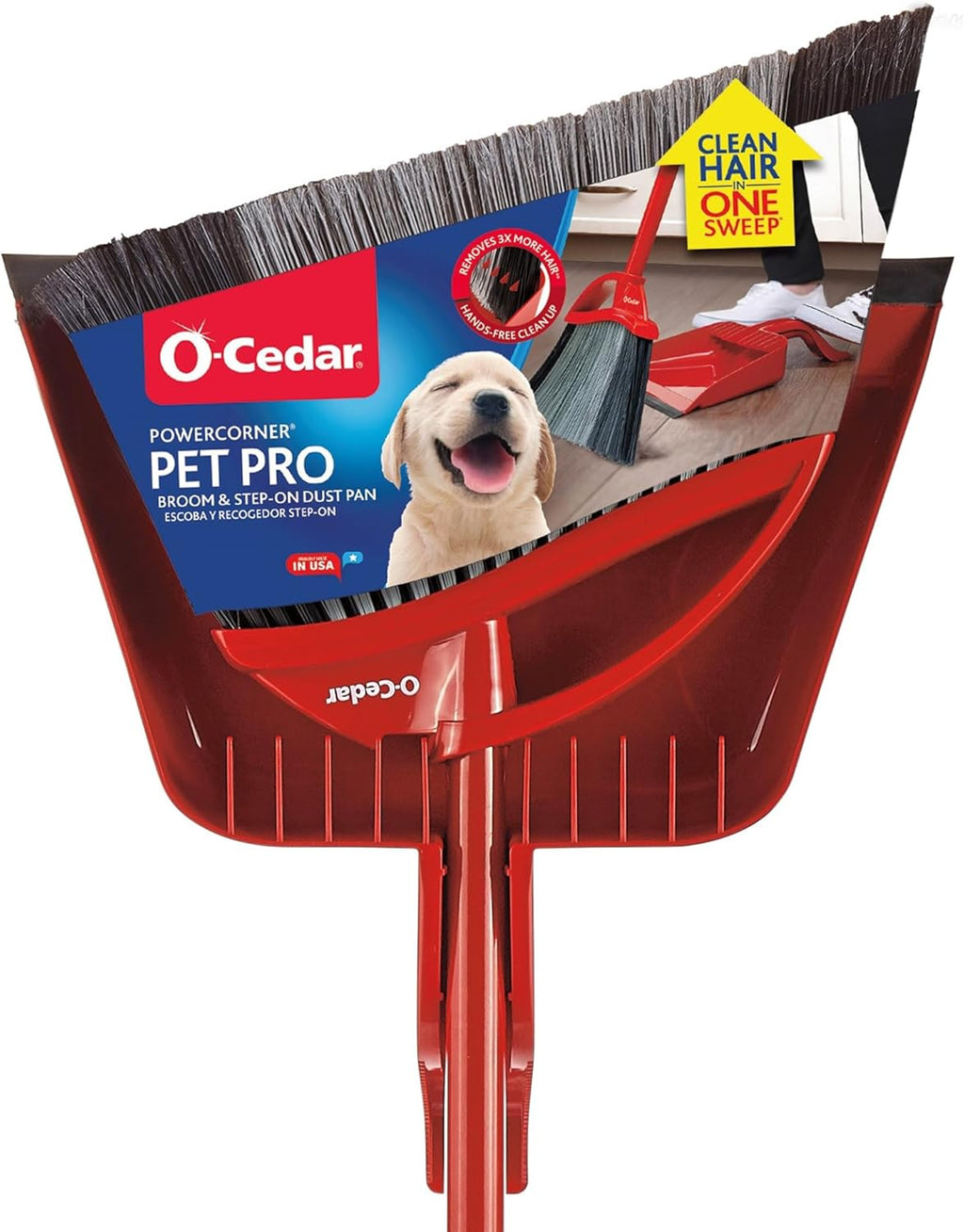 O-Cedar Pet Pro Broom - Step-On Dustpan for Effortless Cleaning | Removes 99% of Pet Hair