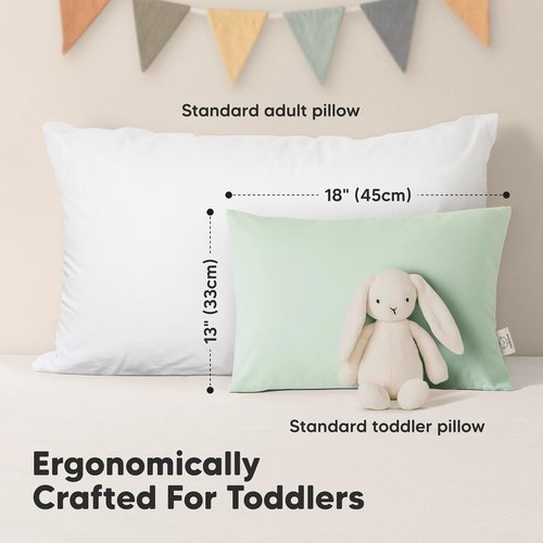 KeaBabies Toddler Pillows - 2-Pack Soft Organic Cotton for Ages 2-5 | Machine Washable, 13x18, White
