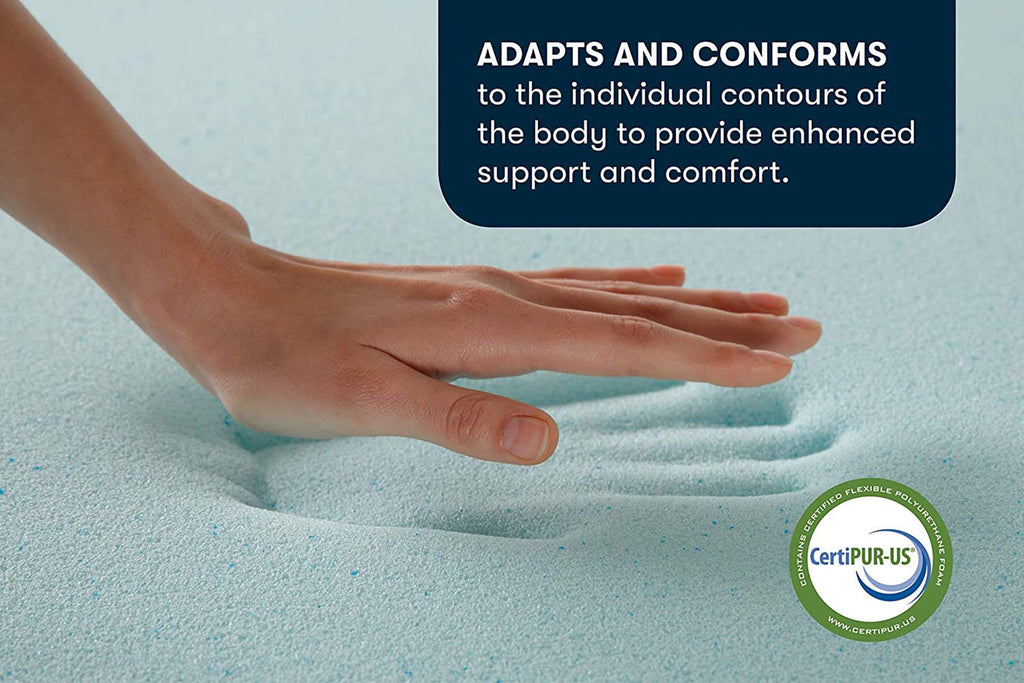 Serta ThermaGel Cooling, Pressure-Relieving Memory Foam Mattress Topper, 3 Inch, Queen,Blue