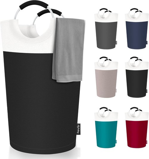 Collapsible 90L Laundry Basket by [Brand Name] - Waterproof Hamper with Padded Handles | Foldable Design for Easy Storage (Black)