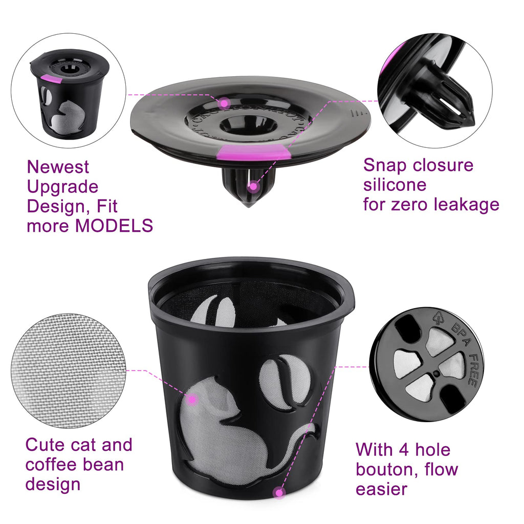 Reusable K Cups for K-Mini/K-Duo/K-Express, 2 Pack K Cup Reusable Coffee Pods for K-eurig, BPA Free Refillable Single K Cups for K-eurig 1.0 & 2.0 Series