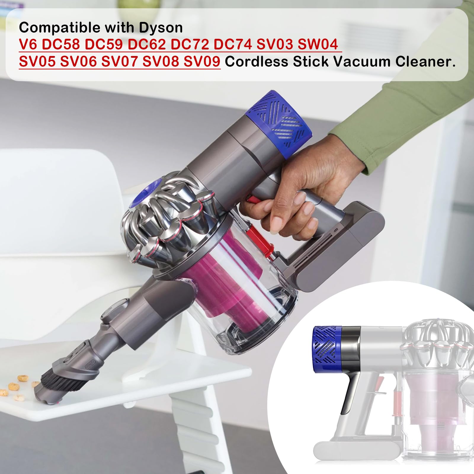 ilovelife HEPA Filter Replacement & Motor Rear Cover Compatible with Dyson V6 DC58 DC59 DC61 DC62 DC74 Cordless Stick Vacuum Cleaner, Replacement