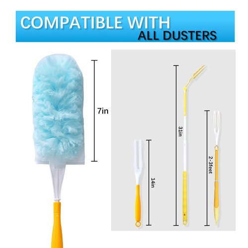 50 Count Duster Refills for Swiffer Dusters with 2 Handle, 360° Heavy Duty Duster for Swiffer Duster Refill,4X Microfibers Disposable Duster Refills Kit for Cleaning Home, Office, Corners, Blinds