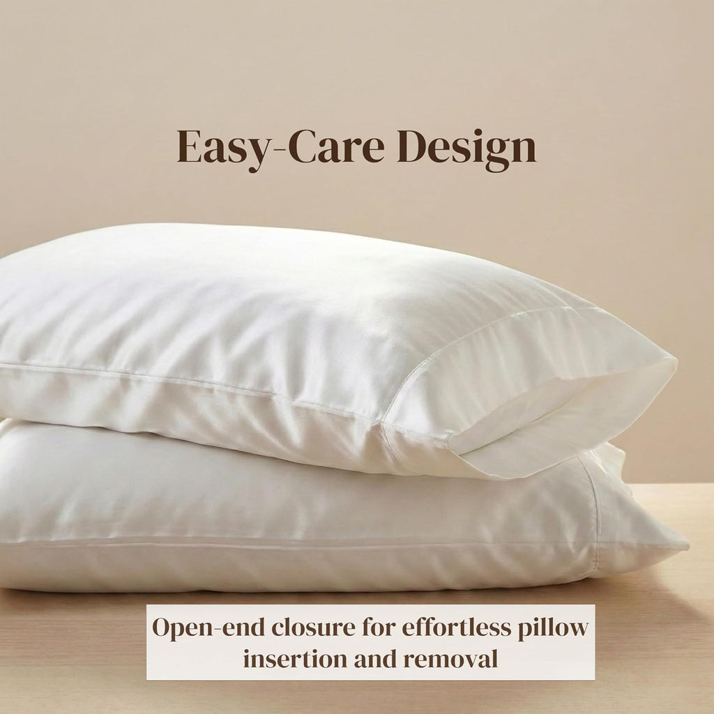 Beckham Hotel Collection Pillowcases - Queen Size Set of 2 | Cool Touch Cotton Sateen, 500TC, Silky Smooth White