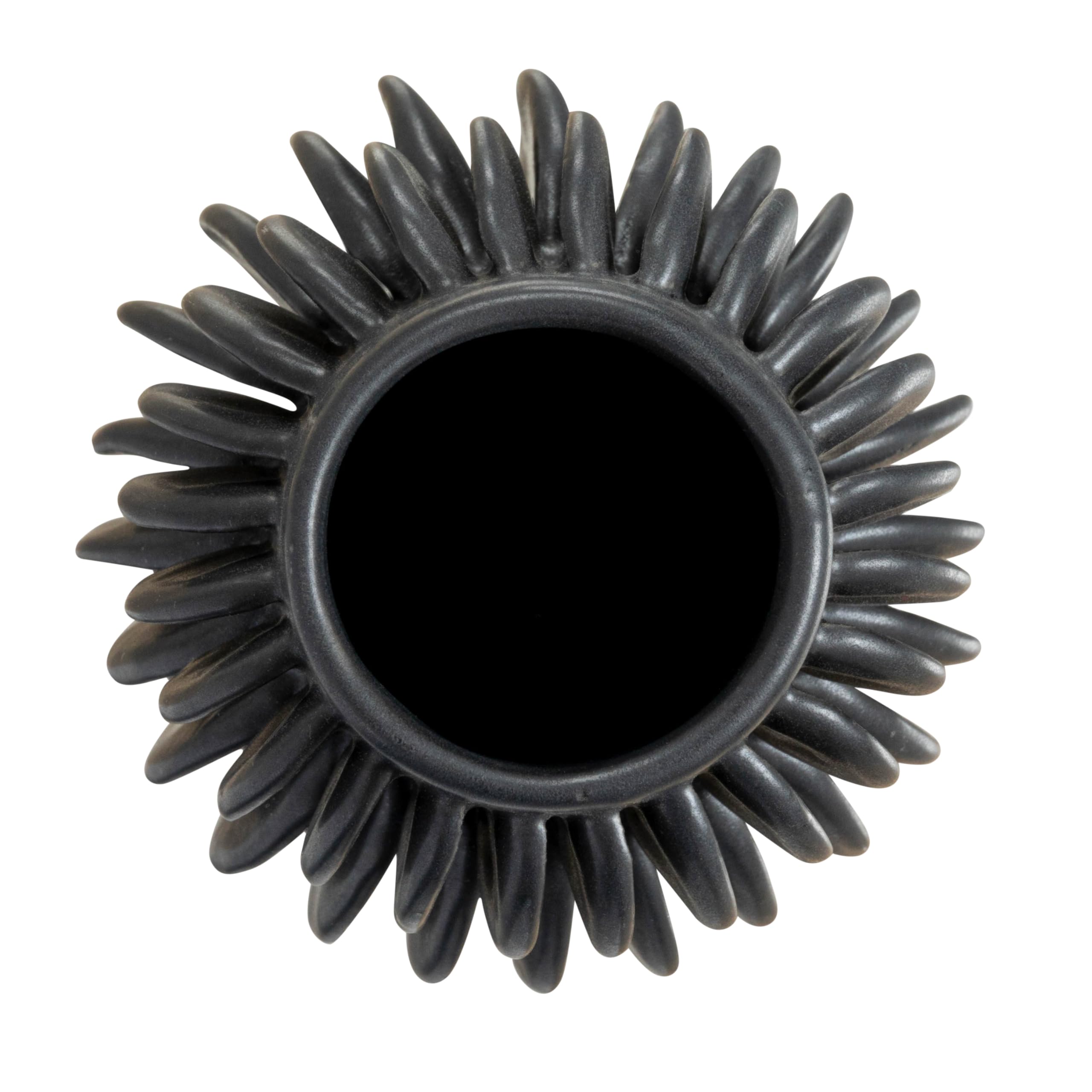 Bloomingville Decorative Pleated Stoneware Vase, Black