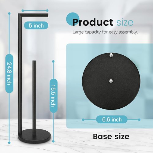 Black Galaxy Toilet Paper Holder Stand - Rustproof Free-Standing Storage for 4 Rolls