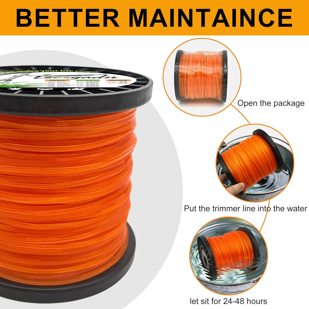 Skiennix .095" Pentagonal String Trimmer Line - 1LB Orange Universal Replacement for Weed Eater