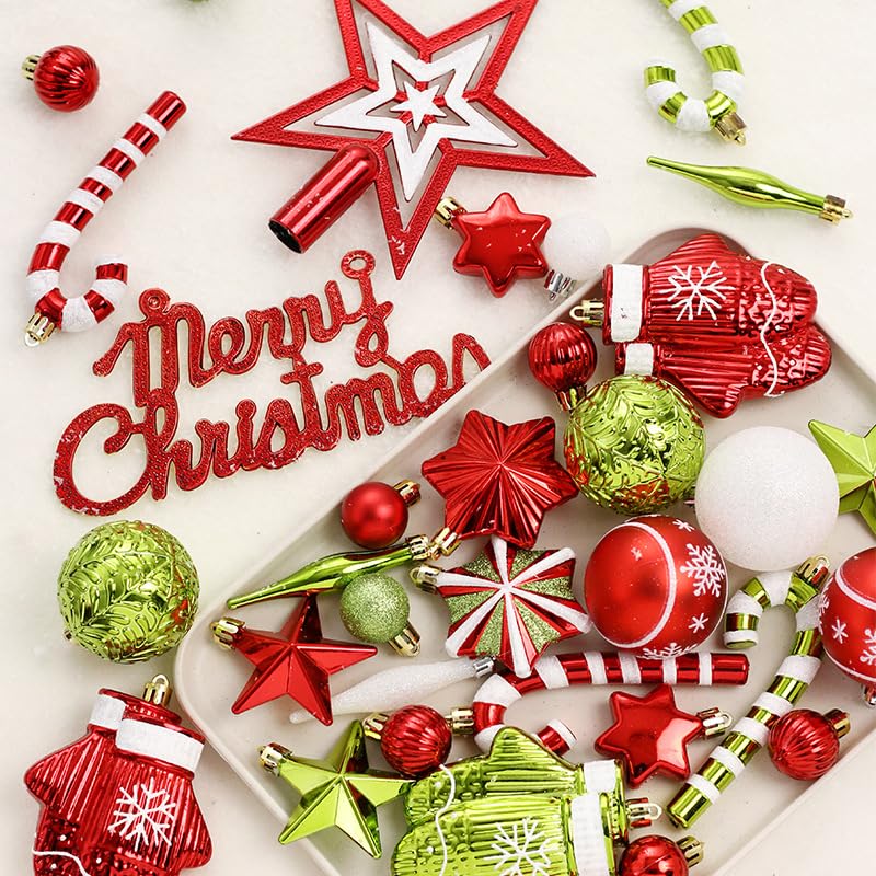 70pcs Shatterproof Christmas Tree Ball Ornaments Set - Red White Variation