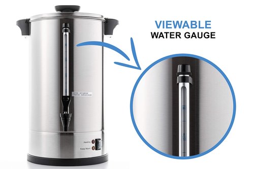 SYBO SR-CP-50B Commercial Grade Stainless Steel Percolate Coffee Maker Hot Water Urn for Catering, 50-Cup 8 L, Metallic