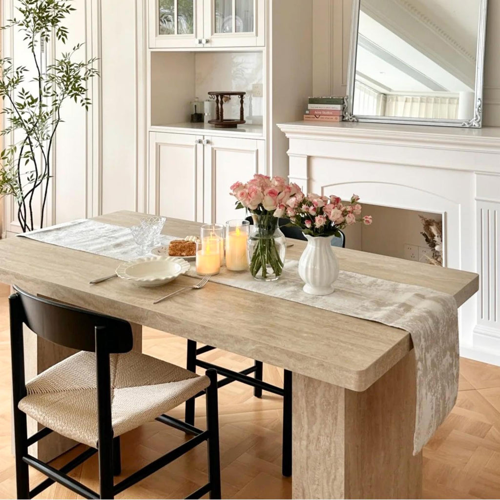 ZIWUROAD Beige Table Runner, Cotton Polyester Kitchen Dining Table Decoration for Fall Home Decor 12x90 Inch