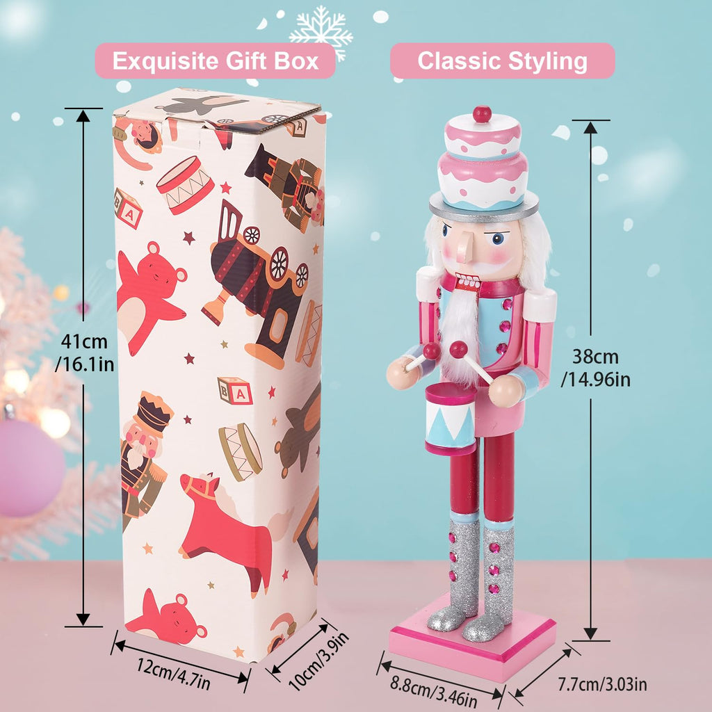 Christmas Decorations Nutcracker Ornaments,15 inch Traditional Wooden Nutcracker Figures Soldier,Festive Christmas Nutcracker Gift