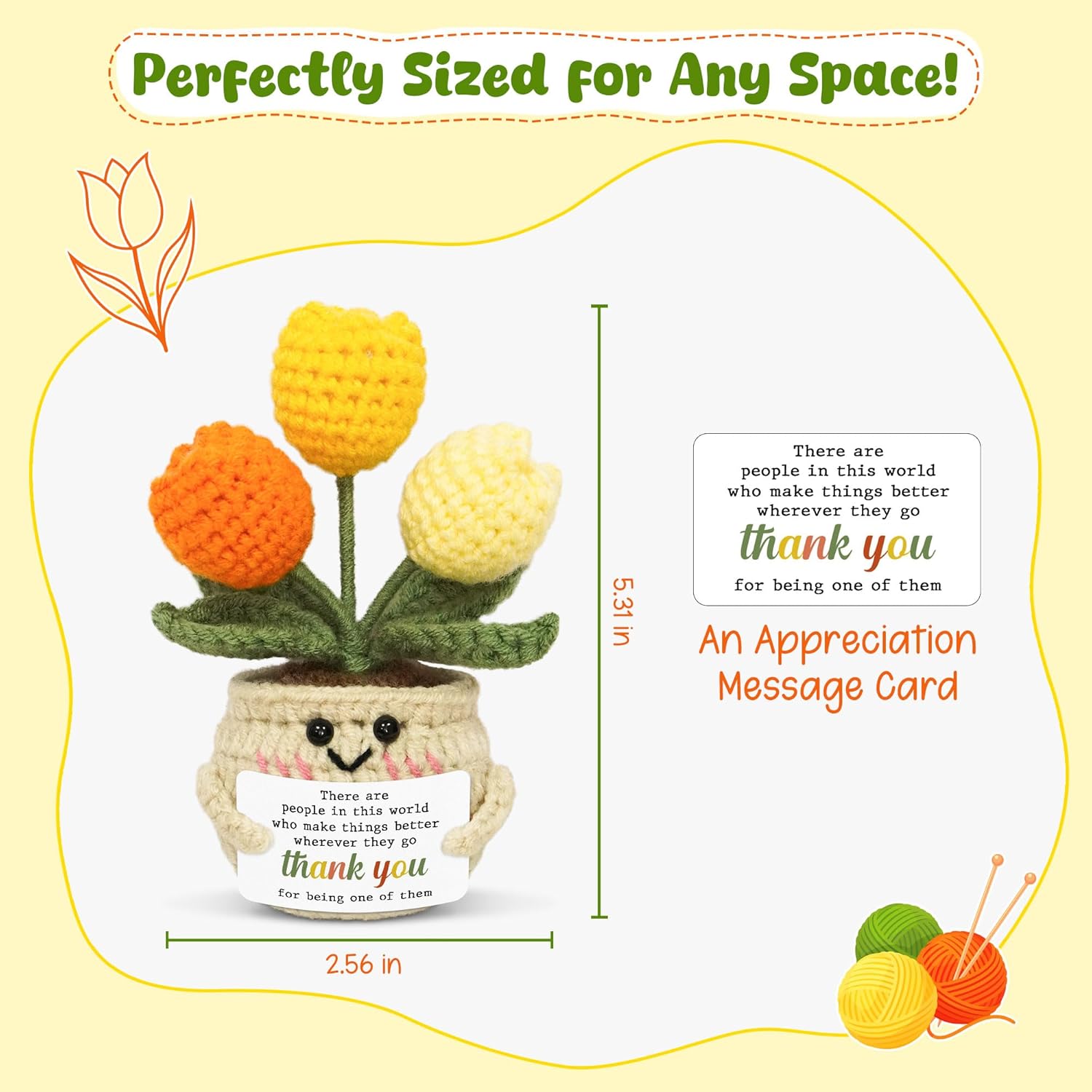OASSIE Mini Tulip Thank You Gifts for Women - Positive Emotional Support Crochet | Perfect for Teachers, Nurses, and Friends