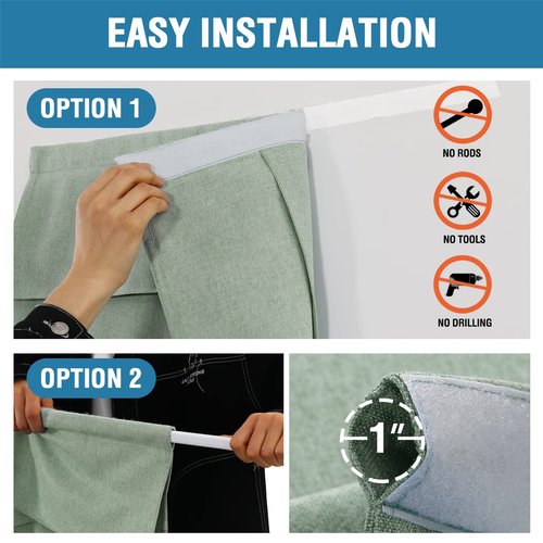 H.VERSAILTEX French Door Curtain, Window Covering for Doorways Privacy, Tie Up Shade for Front Window Curtain, Heather Sage Door Blind 26'' x 40'', 1 Panel