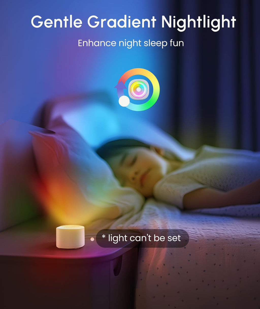 Mini Sleep Sound Machine, Portable White Noise Machine for Baby Sleeping Sounds Machine,10 Sounds Lullaby,7 Gradient Night Light Noise Sleeping Machines, Adjustable 30 Volumes Sleep Timer for Kids