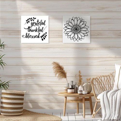 DoubleFill Wooden Craft Signs - 4 Pcs Washed Blank 12x12 Inch Rustic Plaques for DIY Projects | White