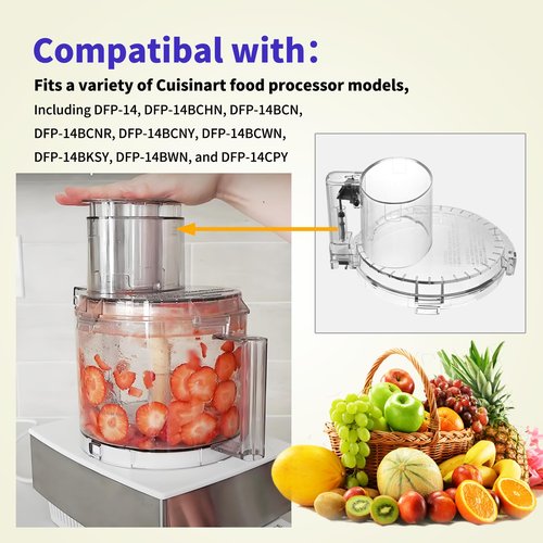 4 Locking Tabs DFP-14NWBCT1 Clear Food Processor Work Bowl Cover Compatible with Cuisinart Tritan Only fits Bowl DLC-005AGTXT1 Fits Model DFP-14, NOTE:This New Lid Only Fits WorkBowl with 4 Tabs
