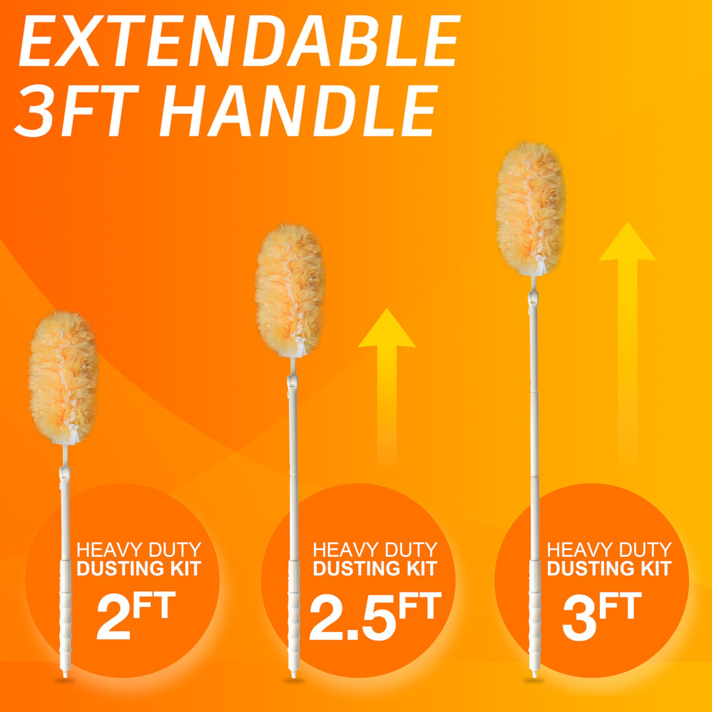 Heavy Duty Multi Surface 360°Heavy Duty 12 Duster Refills & 1 Handle, Compatible with Swiffer Dusters，Disposable Dusters for Cleaning