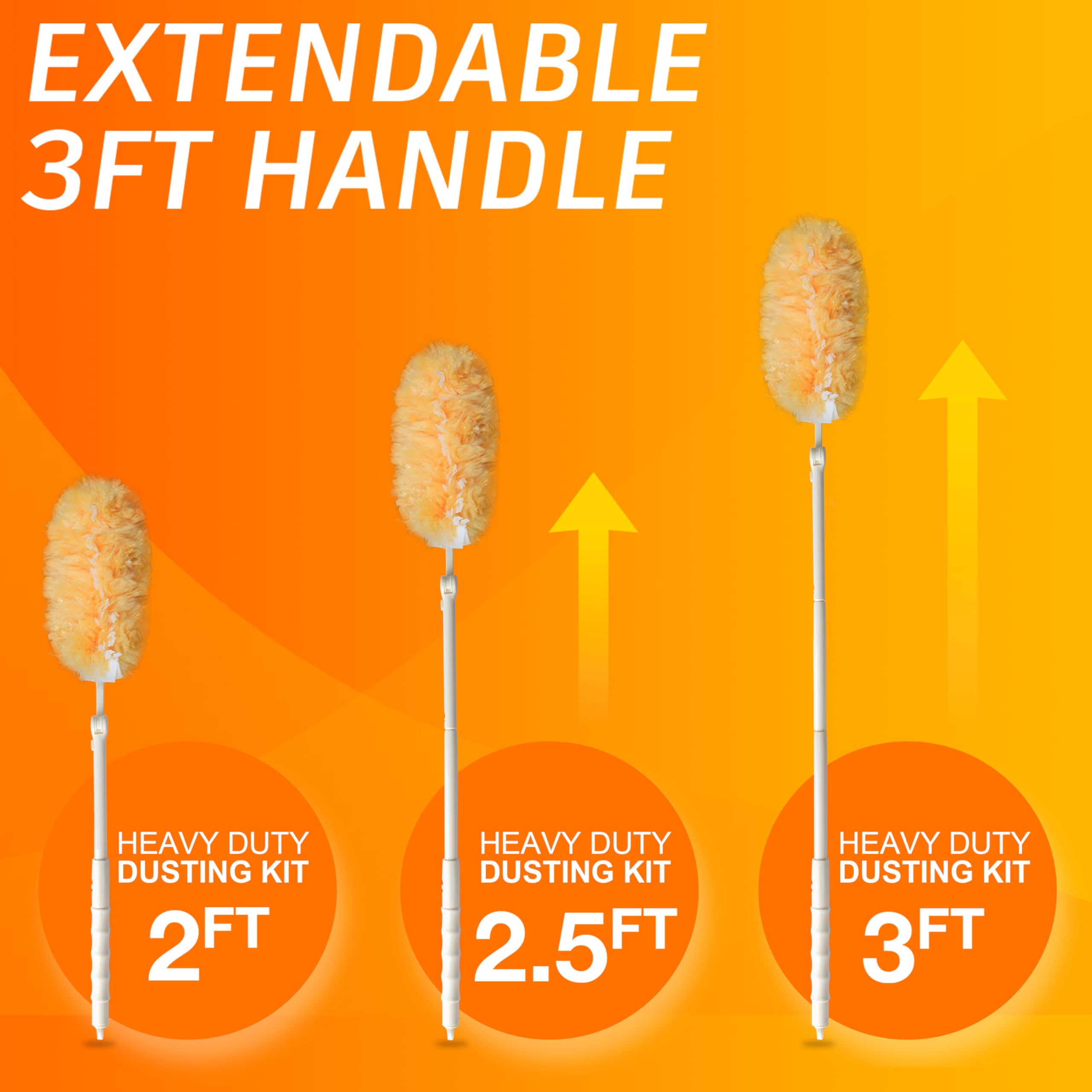 Heavy Duty Multi Surface 360°Heavy Duty 12 Duster Refills & 1 Handle, Compatible with Swiffer Dusters，Disposable Dusters for Cleaning