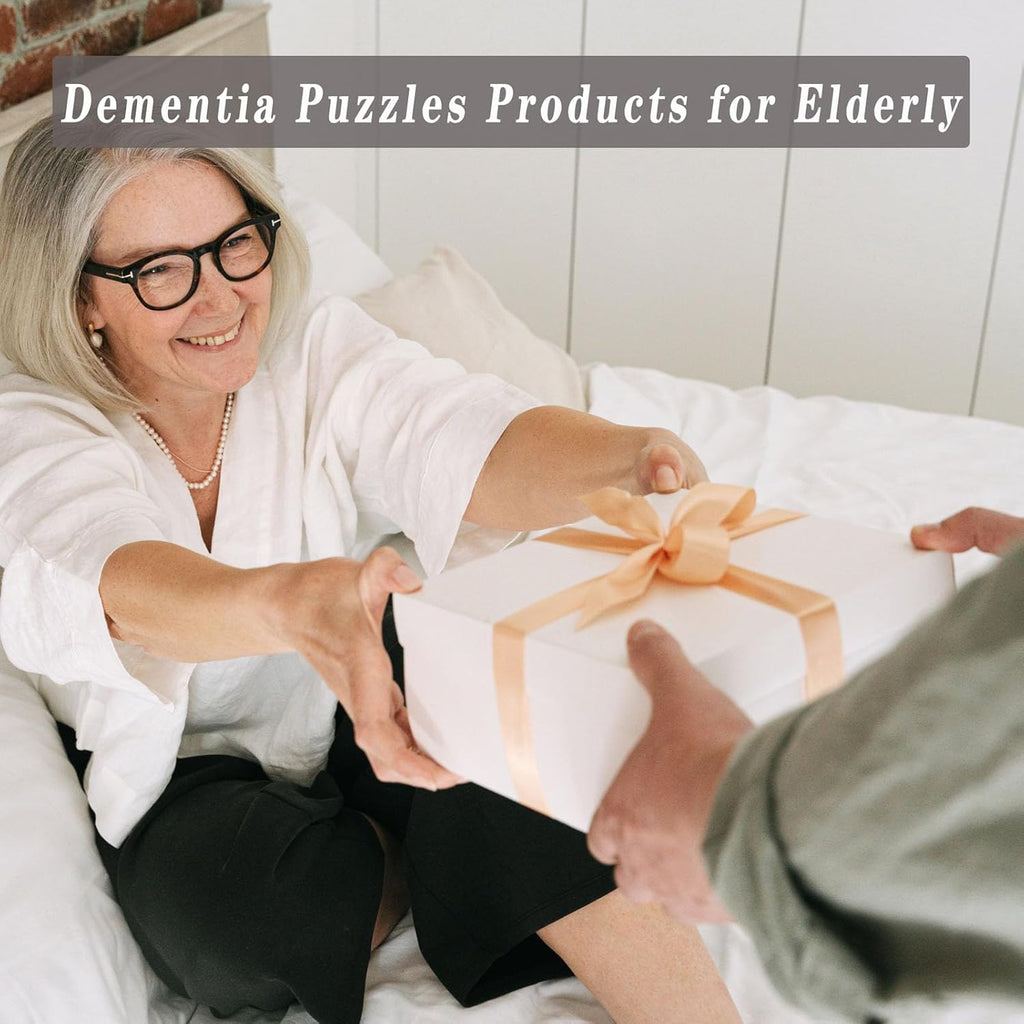 Skiennix Dementia Activities for Seniors - Geometric Colors & Numbers Wooden Puzzles | Cognitive Training Games
