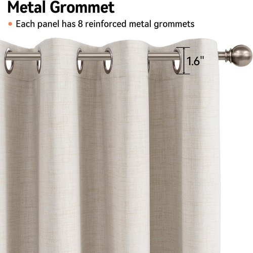 100% Blackout Shield Linen Blackout Curtains - Thermal Insulated Drapes for Bedroom & Living Room | Beige, 40" W x 45" L, 2 Panels