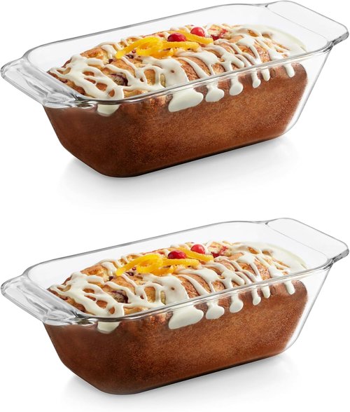 Libbey Baker’s Premium Glass Baking Dish Set - 2 Piece Stackable Bakeware for Bread & Meatloaf