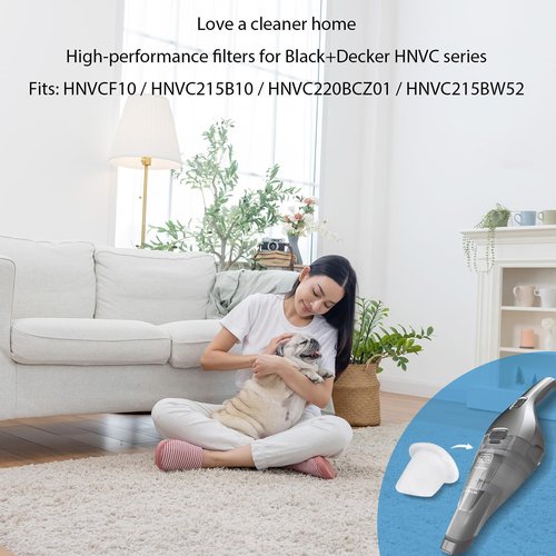 6-Pack Handheld Vacuum Filters Replacement for Black and Decker Dustbuster QuickClean Cordless HNVC215B10, Compatible with Hand Vacuums Models HNVCF10 HNVC220BCZ01 HNVC215BW52 Filter