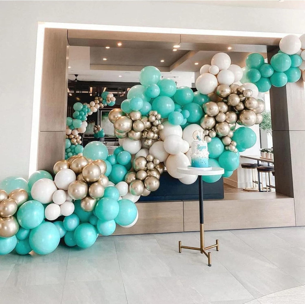 Voircoloria Teal Balloons - 130pcs in Various Sizes for Baby Showers, Weddings & Birthday Parties