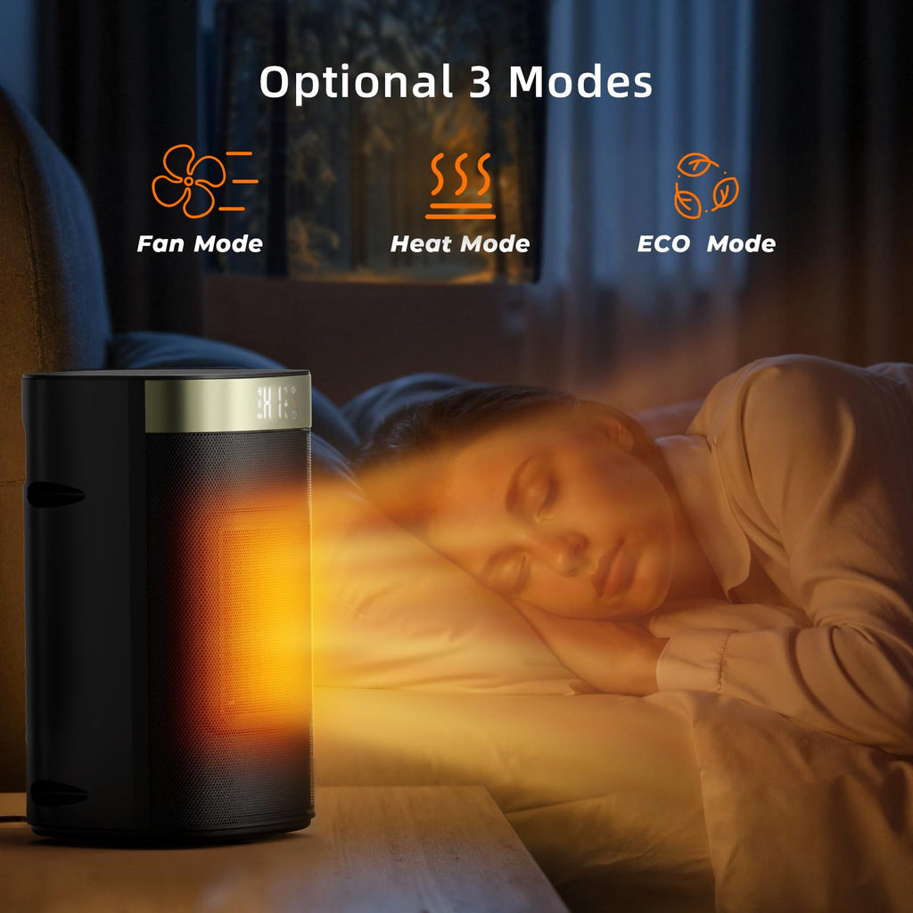 ZAFRO 1500W Portable Space Heater, Fast Heating & Energy Saving Electric Heater with Remote for Indoor Use, 5 Modes Adjustable Thermostat 24H Timer, Safe Quiet for Bedroom Office Home Use