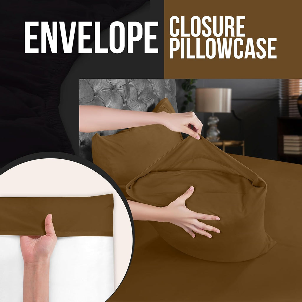 Utopia Bedding Queen Pillowcases - 4 Pack - Soft Brushed Microfiber | Fade Resistant 20 x 30 Inches (Mocha)