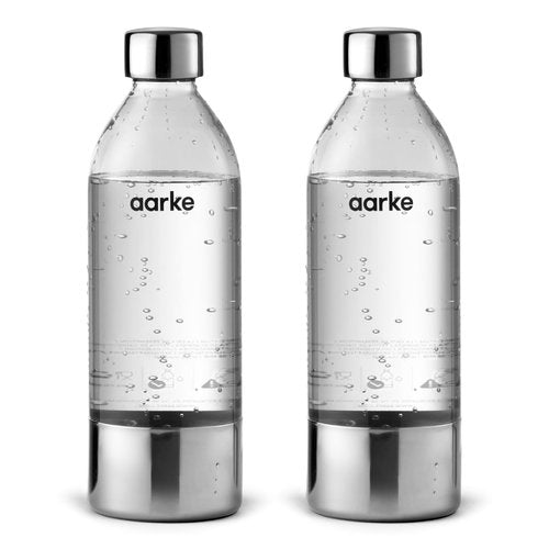 Aarke Extra PET Stainless Steel Reusable Bottle for Carbonator l, ll, and 3, BPA-Free and Non-Toxic, 1L/34 fl oz (2-Pack)
