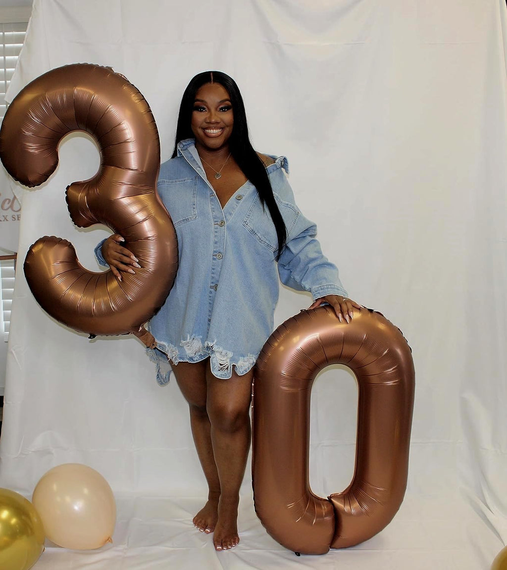 Number Balloons | 40 Inch Coffee Brown 1 Balloon for 1st Birthday Party Decorations