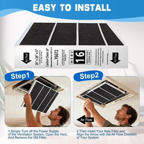 2 Pack X6672 16X25X5 Furnace Filter Compatible with Lennox X6672 and Lennox HCC16-28 Healthy Climate Carbon Clean Home Furnace Filter for HVAC System, Part # HCF16-16, HCF16-10