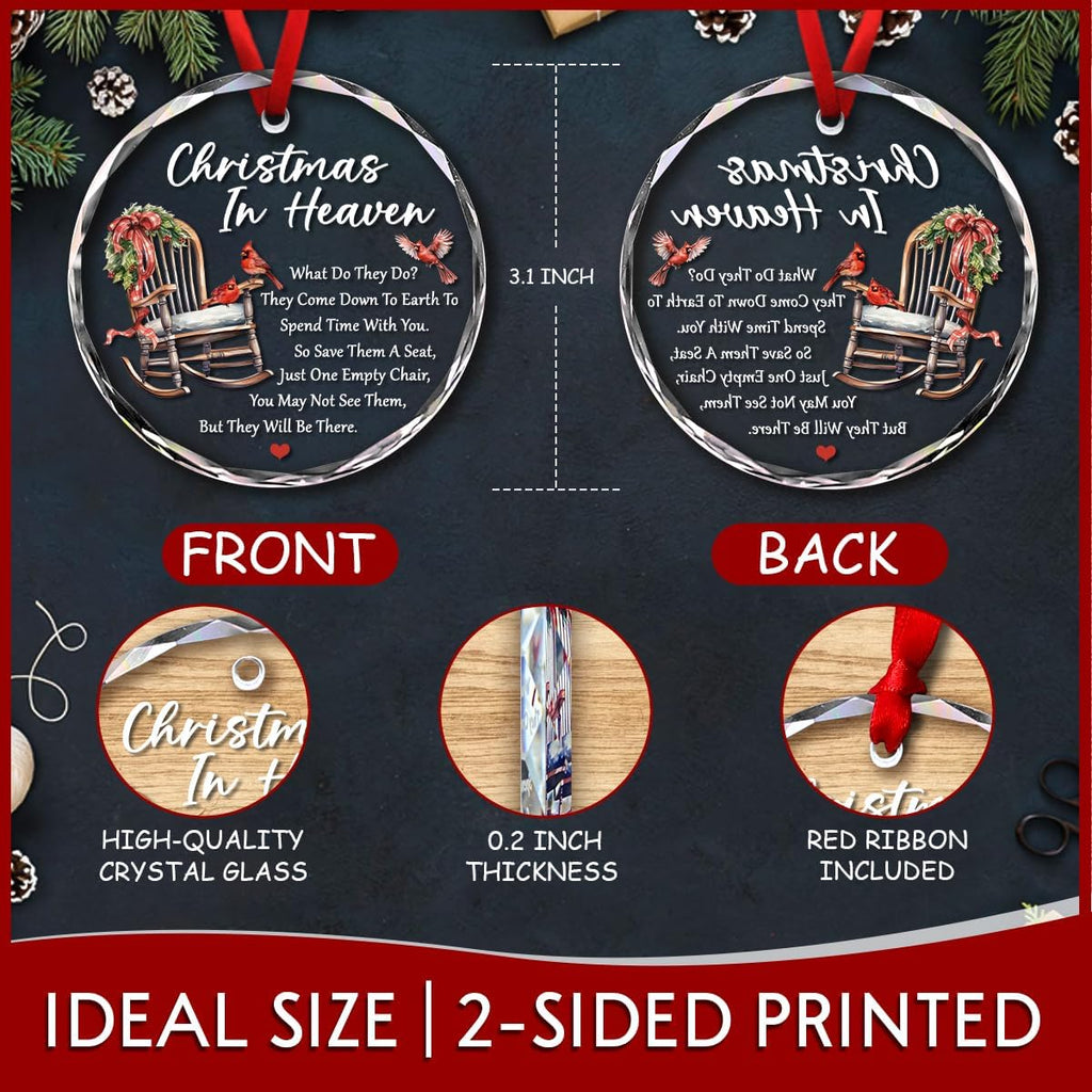 Regine Switzerland Christmas Glass Ornaments - Memorial Gifts for Loved Ones | Heaven Ornament with Empty Chair