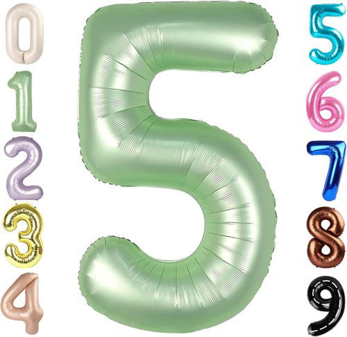 Balloon Numbers | 40 Inch Olive Green 5 Balloons for 5th Birthday & Wedding Decor