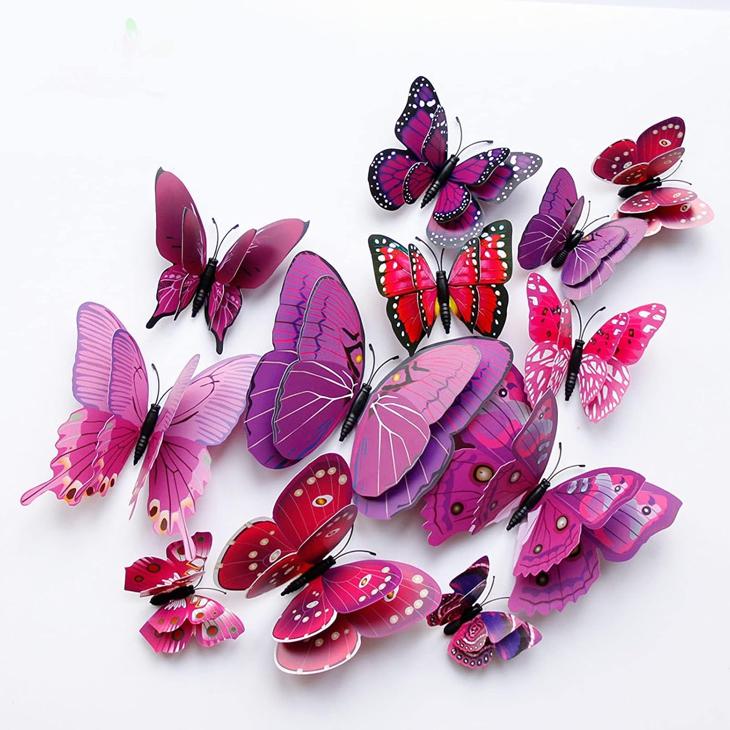 OPSEAM 3D Butterfly Wall Decor - 24 PCS Purple Stickers with Magnets for Party Decorations