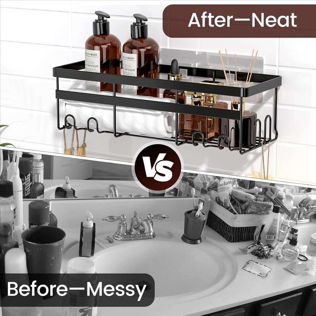 WOWBOX Shower Caddies 2 Pack - Adhesive Hanging Bathroom Organizers | No-Drill Stainless Steel Shelves