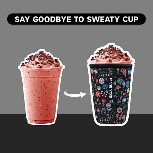 FVRYOG Reusable Insulated Neoprene Iced Coffee Sleeves for Iced Coffee Cups, Coffee Coolies sleeves for Iced & Hot Drinks