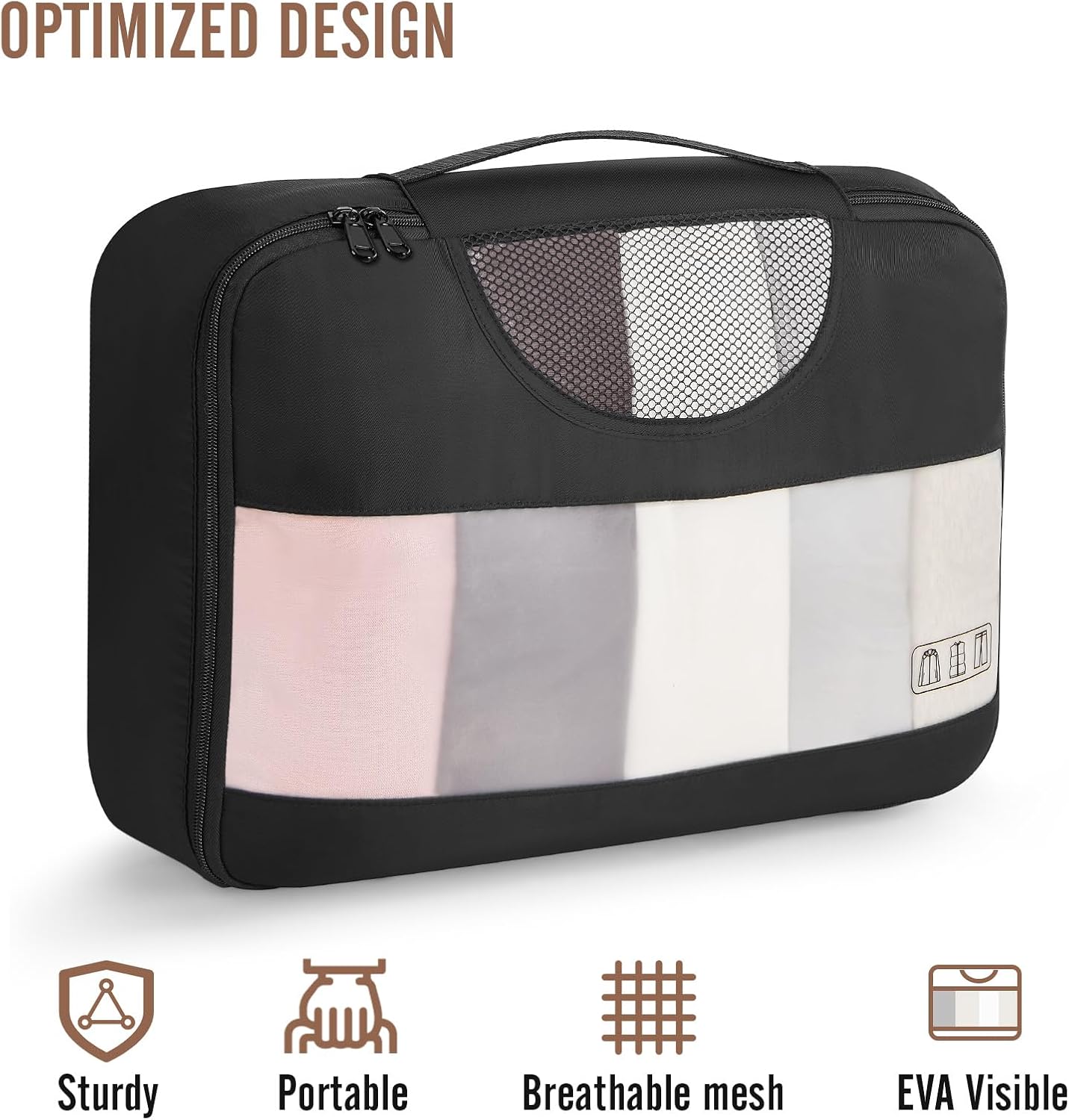 OlarHike 48QT Storage Bins - 3 Pack with 8 Packing Cubes for Organized Travel & Home Use