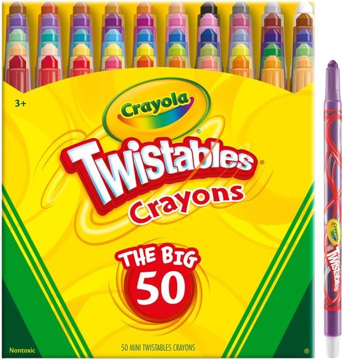 Crayola Mini Twistables Crayons - No Peel Coloring Crayons for Kids | 50 Count, Perfect for Arts & Crafts
