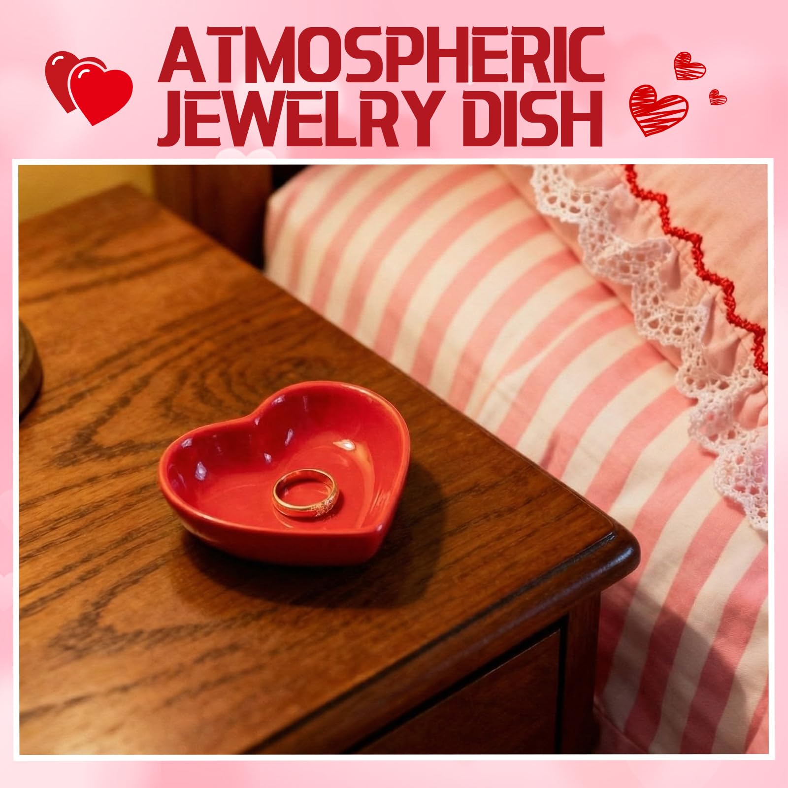 Suclain Valentines Day Red Heart Shaped Ceramic Plate Set of 3 Heart Dinner Dishes 3.15″ 4.92″ 7.09″ Platter for Dish Dessert Salad Bowl for Valentine‘S Day Party Supply Microwave Dishwasher Safe