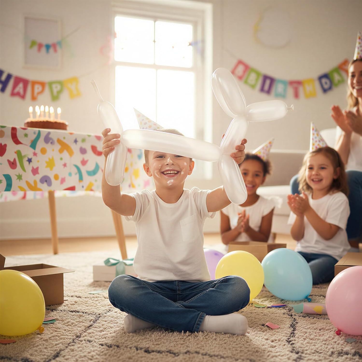 RUBFAC Clear Long Skinny Latex Balloons - 100pcs Transparent Twisting Balloons for Kids' Parties & Decorations