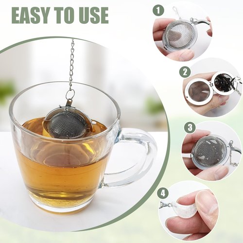 2Pcs Stainless Steel Mesh Tea Infuser, 2.1 inch Tea Ball with Crystal Moon Pendant,Tea Strainer Tea Diffuser Tea Steeper for Filtering Tea,Tea Infusers for Loose Tea (Crystal Moon, 2PC)