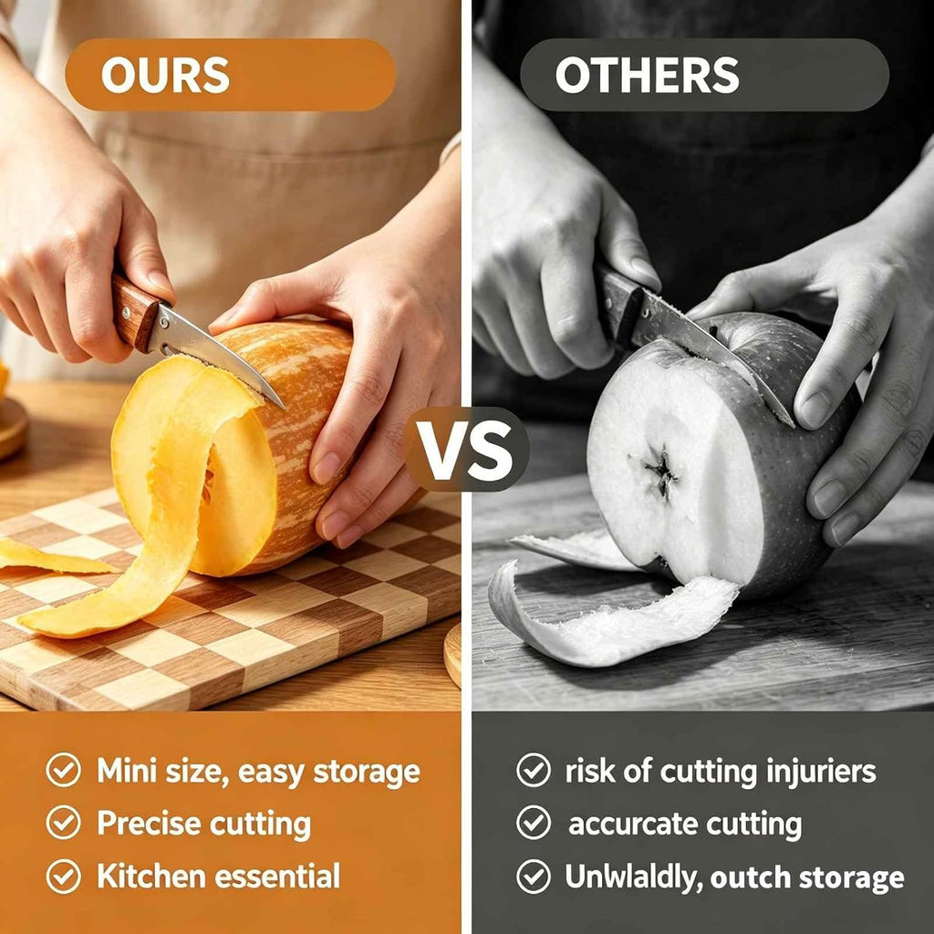 Skiennix 2-in-1 Vegetable Peeler - Multi-Functional Stainless Steel Blade with Wooden Handle | 4-Piece Set