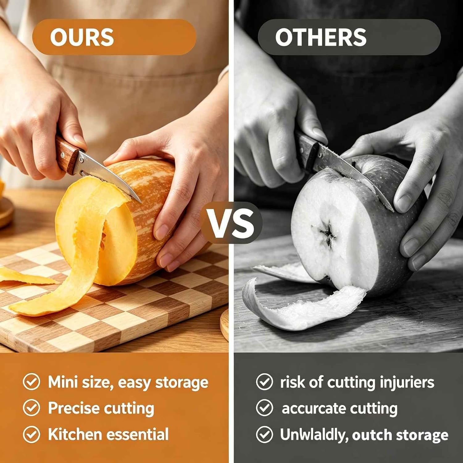 Skiennix 2-in-1 Vegetable Peeler - Multi-Functional Stainless Steel Blade with Wooden Handle | 4-Piece Set